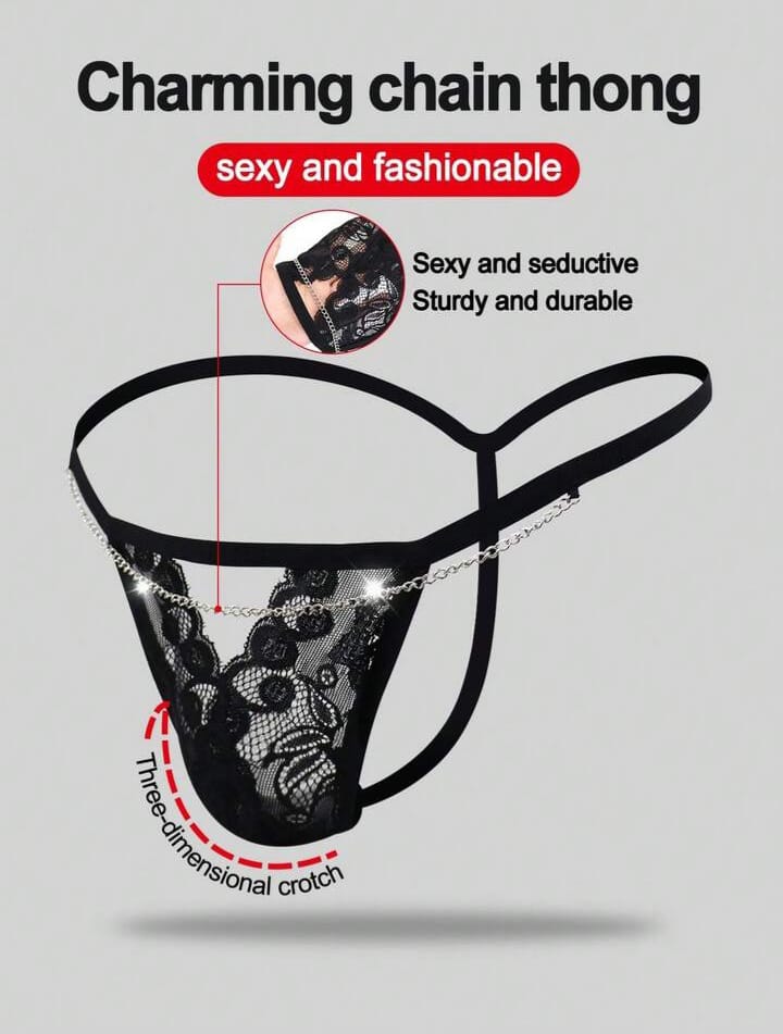 Men's Lace Trim Thong Underwear, Fashionable & Alluring